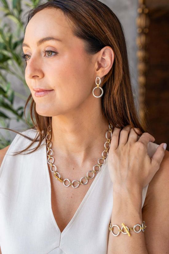  Loni Paul Jewelry 이어링 로니 폴 주얼리 혼합 금속 조각 원형 귀걸이 - OTHER BRANDS