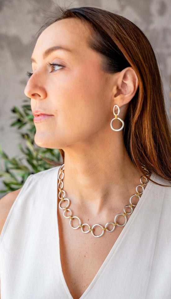  Loni Paul Jewelry 이어링 로니 폴 주얼리 혼합 금속 조각 원형 귀걸이 - OTHER BRANDS