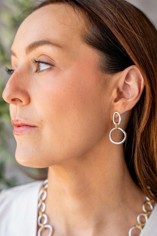  Loni Paul Jewelry 이어링 로니 폴 주얼리 혼합 금속 조각 원형 귀걸이 - OTHER BRANDS