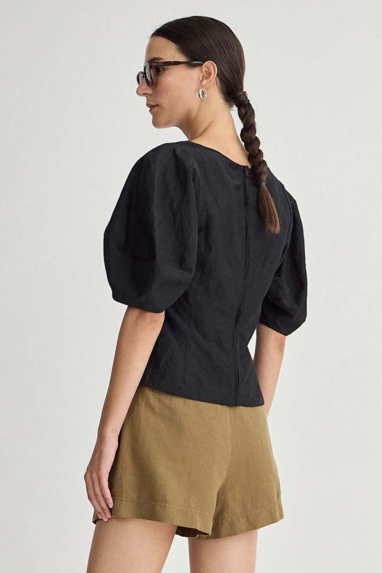  어피스 어파트 반팔 티셔츠 Apiece Apart Scoop Neck Lina Top Black - APIECE APART