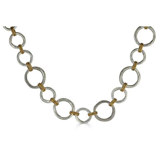  로니 폴 주얼리 목걸이/팬던트 혼합 금속 조각 원형 목걸이 - LONI PAUL JEWELRY