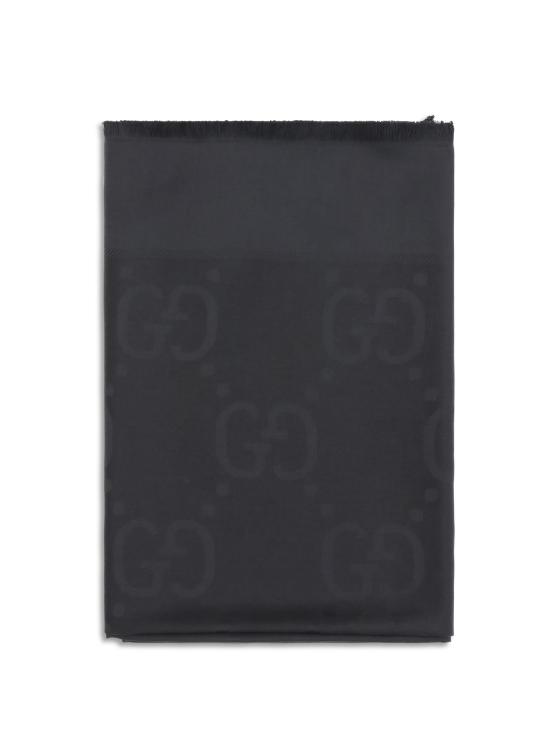 26FW 구찌 GG 자카드 실크 울 숄 6636713GC43 1000 BLACK