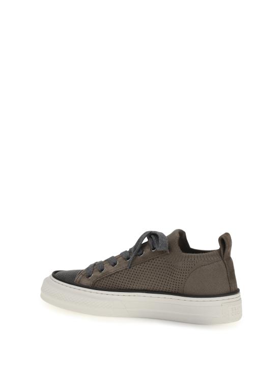 26SS 브루넬로 쿠치넬리 프레셔스 토 코튼 니트 & 스웨이드 스니커즈 MZ35G2650 C8705 BROWN - BRUNELLO CUCINELLI