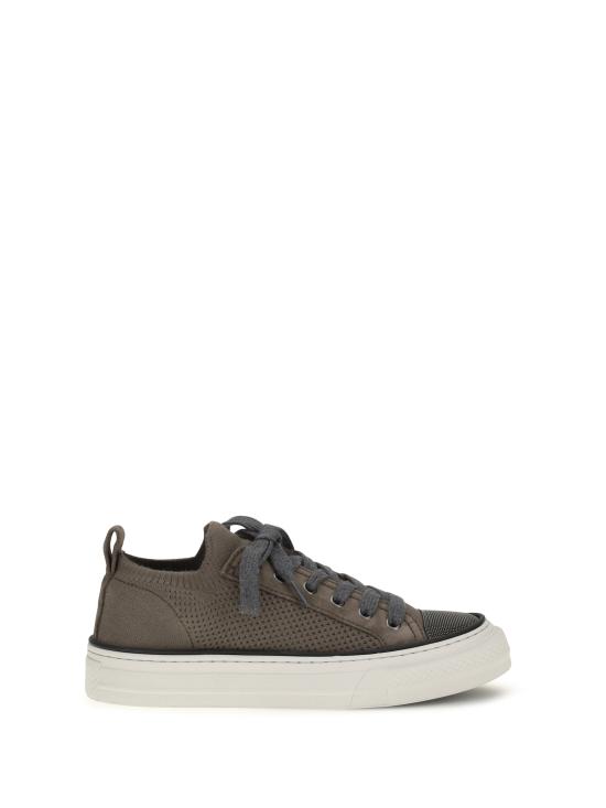 26SS 브루넬로 쿠치넬리 프레셔스 토 코튼 니트 & 스웨이드 스니커즈 MZ35G2650 C8705 BROWN