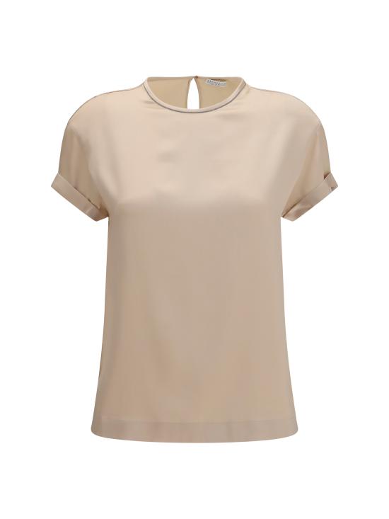 26SS 브루넬로 쿠치넬리 실크 크루넥 탑 M0C59DE310 C9643 BEIGE