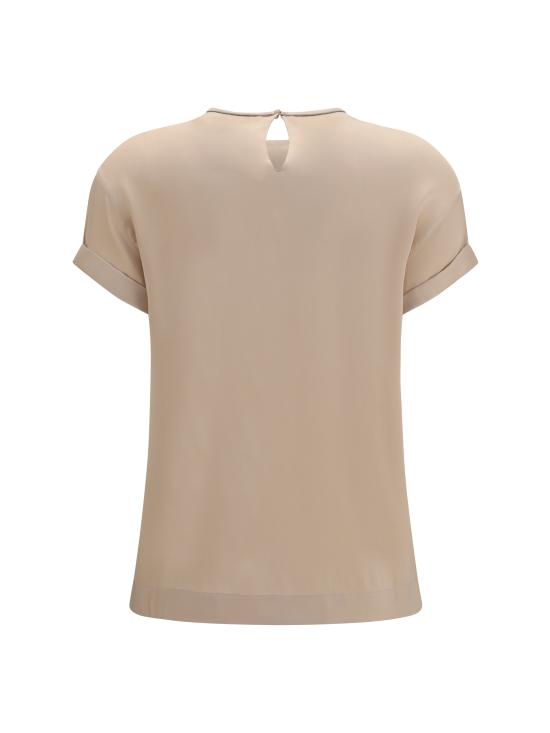26SS 브루넬로 쿠치넬리 실크 크루넥 탑 M0C59DE310 C9643 BEIGE - BRUNELLO CUCINELLI