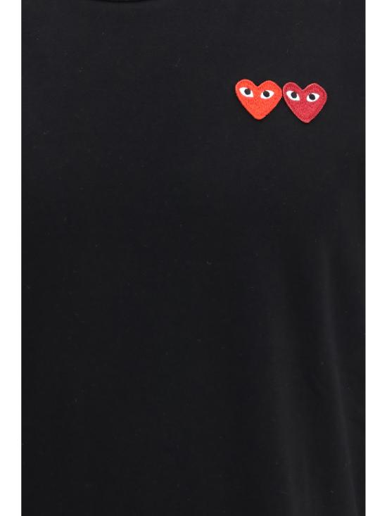 26SS 꼼데가르송 더블하트 와펜 반팔티 AXT226051 1 BLACK - COMME DES GARCONS