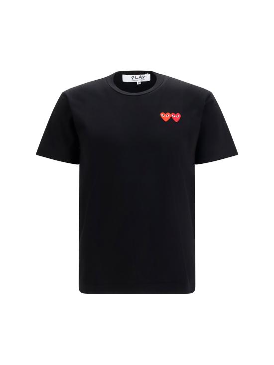 26SS 꼼데가르송 더블하트 와펜 반팔티 AXT226051 1 BLACK