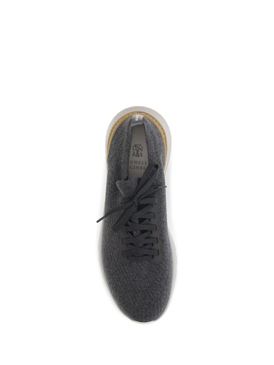 26FW 브루넬로 쿠치넬리 코튼 니트 세미 폴리쉬드 카프스킨 러너 MZUPMBO252 CAQ26 BLUE - BRUNELLO CUCINELLI