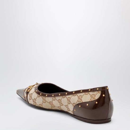 26FW 구찌 사보이 스터드 발레리나 슈즈 875050FAF7F Brown - GUCCI