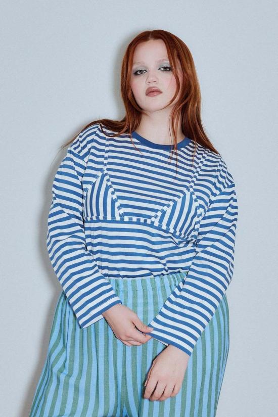  패션 브랜드 컴퍼니 긴팔 티셔츠 패션 브랜드 비키니 바디 코튼 스트라이프 - FASHION BRAND COMPANY