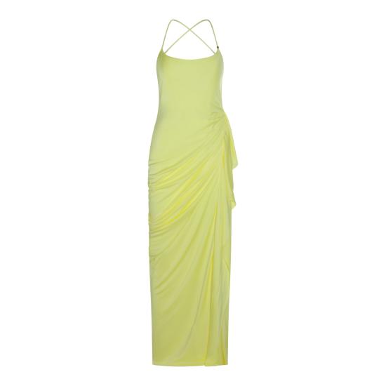 26FW 베르사체 미디 원피스 1024692 1A124971Y970 PALE YELLOW