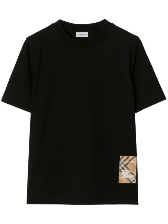 26SS 버버리 체크 라벨 코튼 티셔츠 8104883 A1189 BLACK