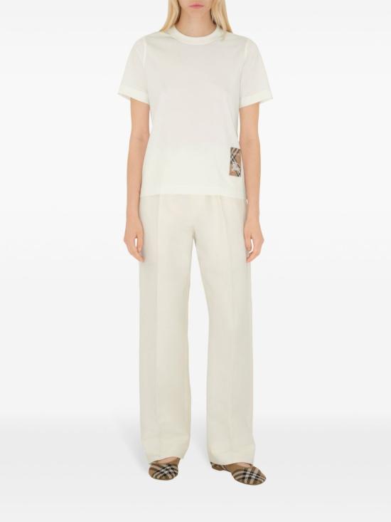 26SS 버버리 체크 라벨 티셔츠 8104886 B7078 WHITE - BURBERRY