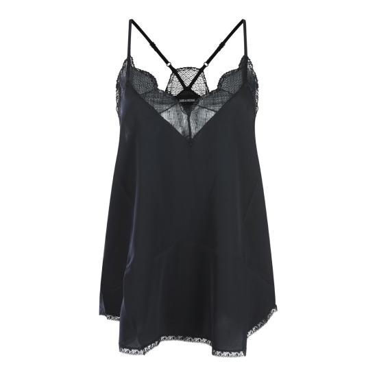 26FW 자딕앤볼테르 CHRISTY 크리스티 레이스 트리밍 실크 캐미솔 WWCR01313 011 BLACK - ZADIG & VOLTAIRE