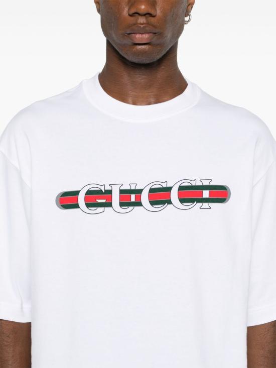 26SS 구찌 프린트 디테일 코튼 저지 티셔츠 784361 XJGKB9074 Bianco - GUCCI