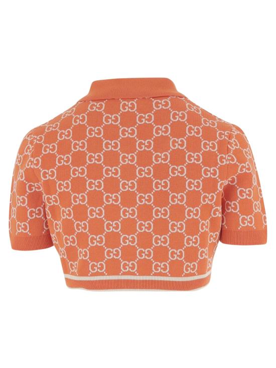 26SS 구찌 GG 코튼 자카드 크롭 가디건 856263 XKE0M6027 ORANGE - GUCCI