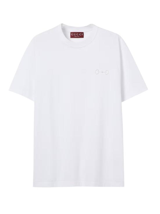 26SS 구찌 자수 코튼 저지 티셔츠 837959 XJHMR9051 Bianco