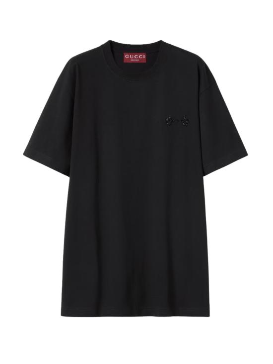 26SS 구찌 자수 코튼 저지 티셔츠 837959 XJHMR1043 Black