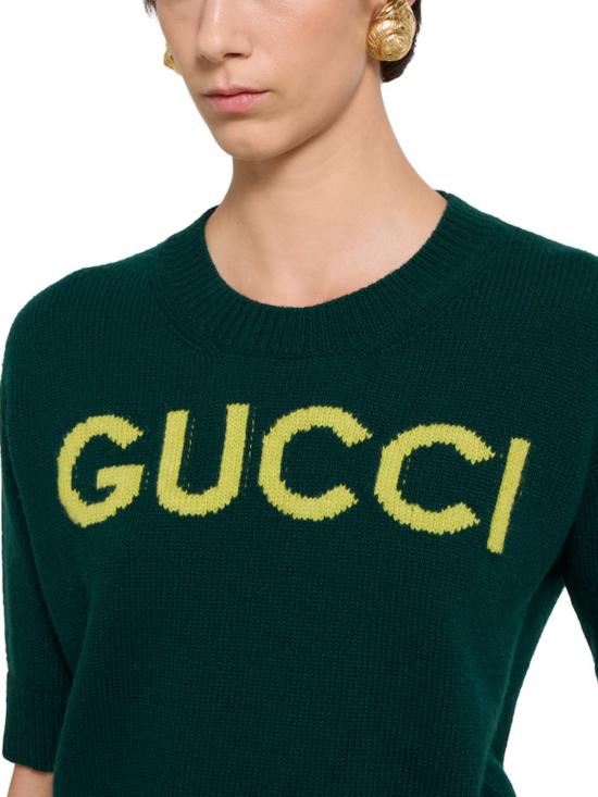 26SS 구찌 인타르시아 소프트 울 탑 851972 XKEBC3027 Green - GUCCI