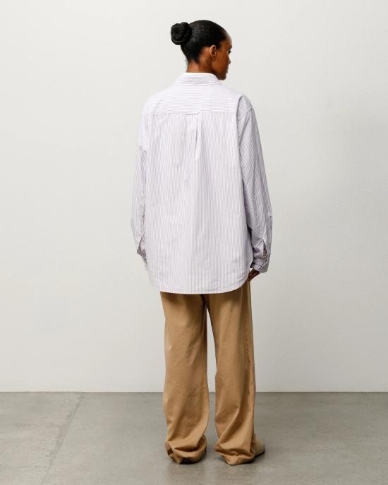 26SS 스투시 긴팔 셔츠 1110388 3531 Purple stripe - STUSSY