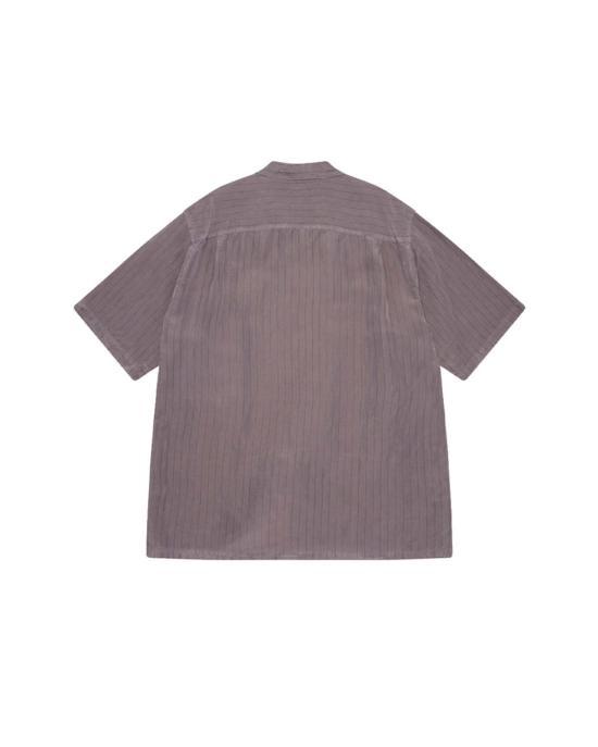  꼼데가르송 반팔 셔츠 Comme Des Garçons 그레이 큐프라 스트라이프 가먼트 다이 반소매 셔츠 - COMME DES GARCONS