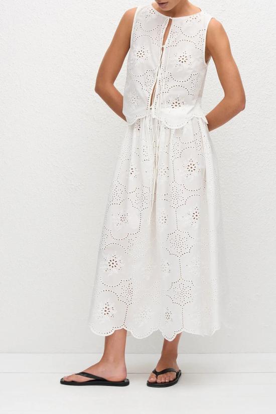  마토 민소매 티셔츠 Matteau Broderie Tie Top White - MATTEAU
