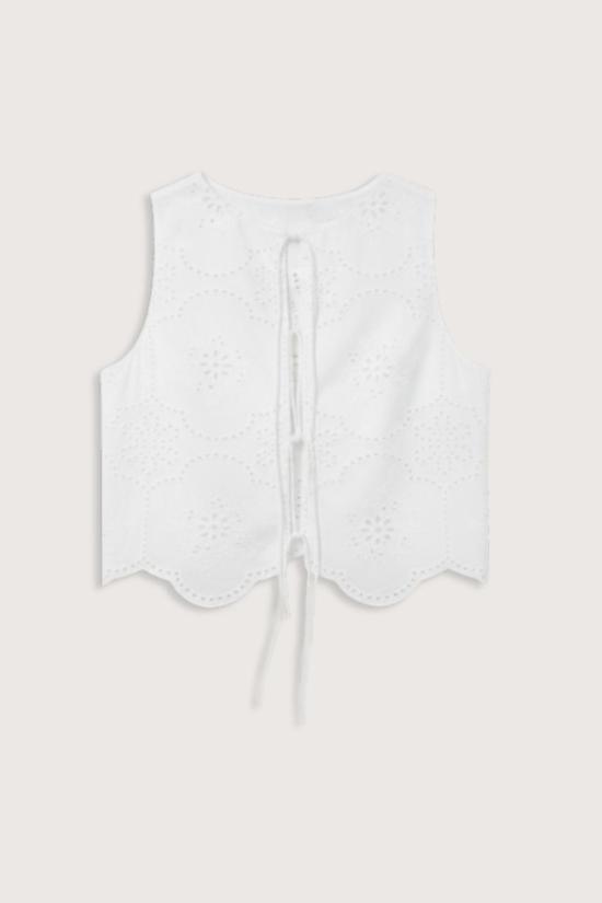  마토 민소매 티셔츠 Matteau Broderie Tie Top White