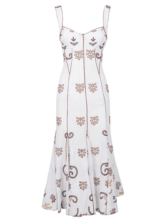 26SS 차로루이즈 미디 원피스 NAIA LONG DRESS WHITE BROWN Bianco marrone