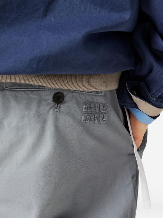 26FW 미우미우 블루 코튼 캐주얼 팬츠 MP1970 19R3F0276 GREY - MIU MIU