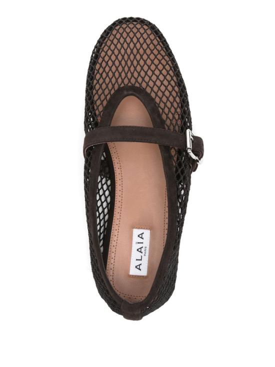 26FW 알라이아 피쉬넷 발레 플랫 AA3A029TK061 733 BROWN - ALAIA