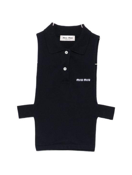26FW 미우미우 민소매 티셔츠 MJT738 14RWF0008 NAVY