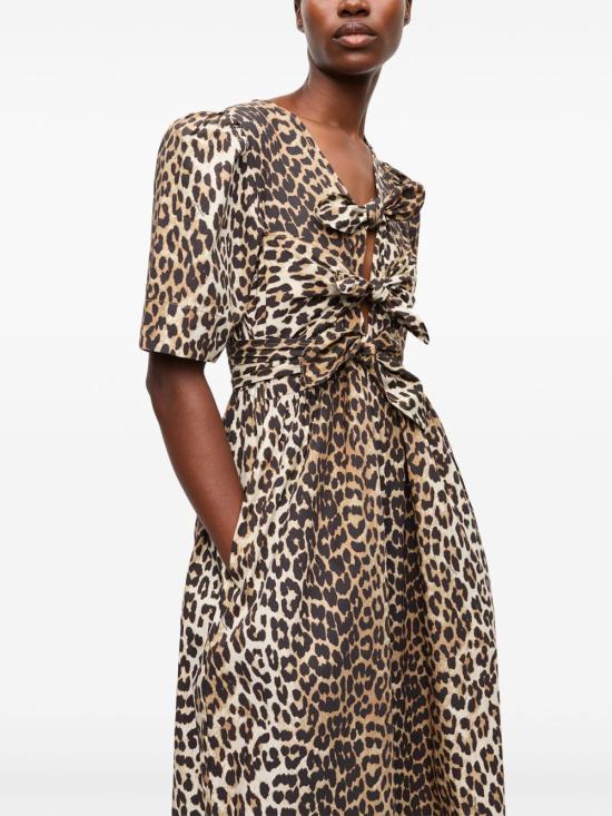 26FW 가니 레오파드 프린트 코튼 드레스 W0373 943 LEOPARD PRINT - GANNI