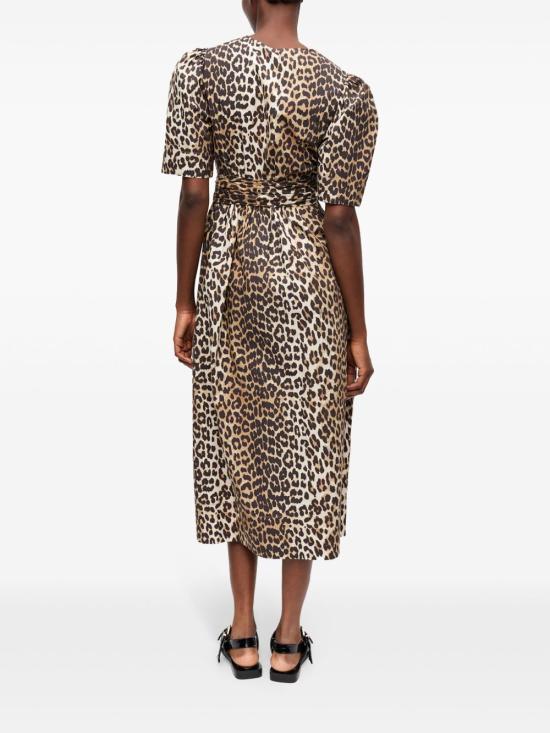 26FW 가니 레오파드 프린트 코튼 드레스 W0373 943 LEOPARD PRINT - GANNI