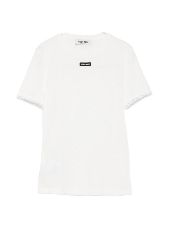 26FW 미우미우 코튼 티셔츠 MT2251 1951F0009 WHITE