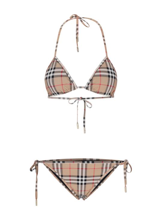 26FW 버버리 빈티지 체크 스트레치 나일론 트라이앵클 비키니 8009008 A5145 Beige