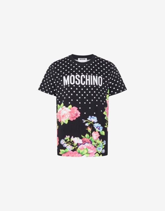 26SS 모스키노 반팔 티셔츠 AEF261E 07260541AEF3888 Black DOM