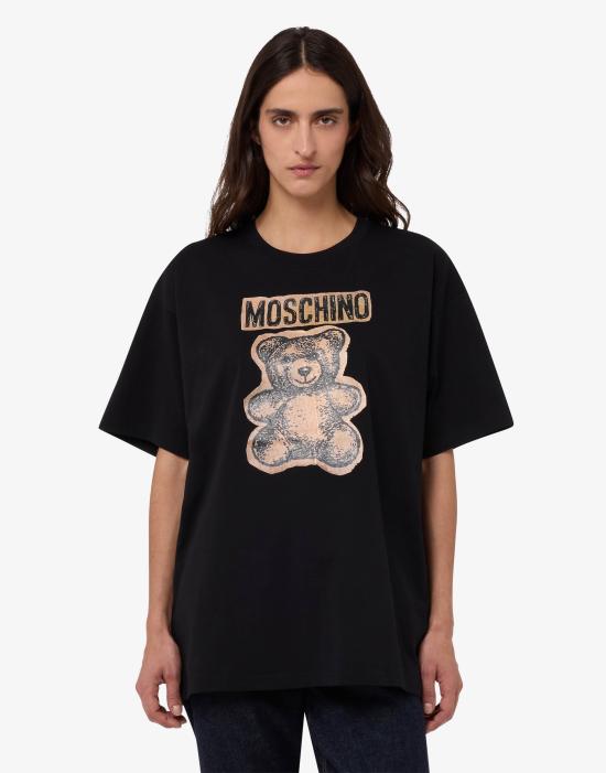 26SS 모스키노 반팔 티셔츠 AEF261D 07130441AEF1555 Black DOM - MOSCHINO