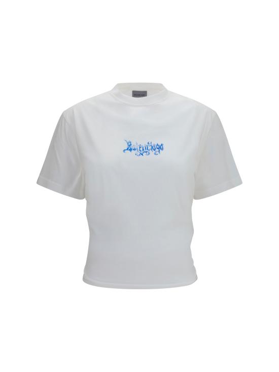 26FW 발렌시아가 스케치 쇼트 슬리브 탑 A0016UTUVQ4 9000 WHITE