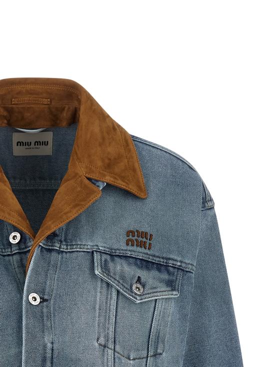 26FW 미우미우 데님 자켓 GWB313SOOO196YF0013 Light Blue - MIU MIU