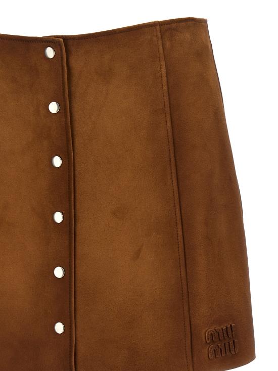 26FW 미우미우 숏 스커트 MPD859SOOO19QLF0046 Brown - MIU MIU
