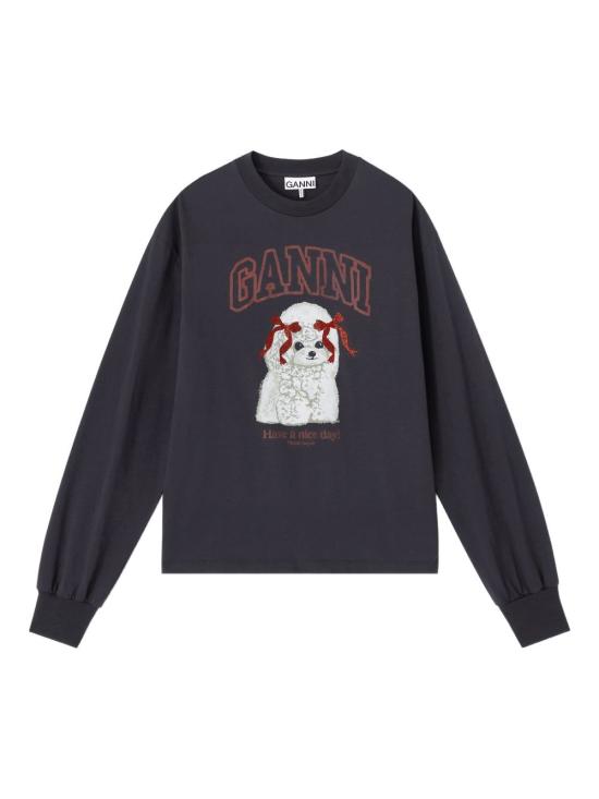 26FW 가니 푸들 롱슬리브 티셔츠 A1050036 252 BLACK