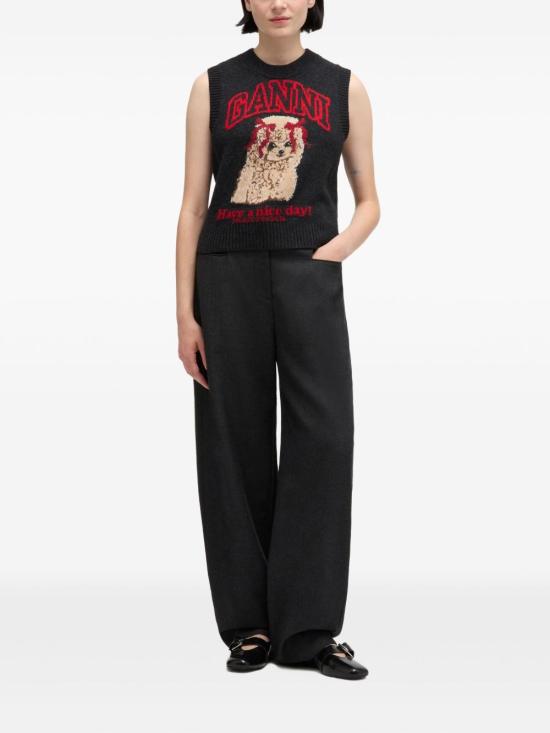 26FW 가니 그래픽 울 베스트 A1070044 051 BLACK - GANNI