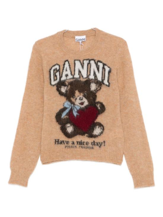 26FW 가니 베어 그래픽 울 니트 A1070091 118 CAMEL