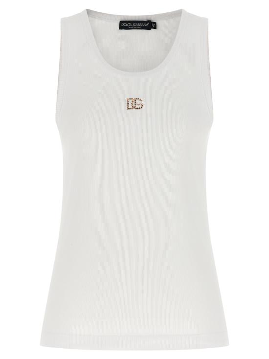 26SS 돌체앤가바나 DG 자수 & 라인스톤 립 탱크탑 F8V40ZGDDL8W0800