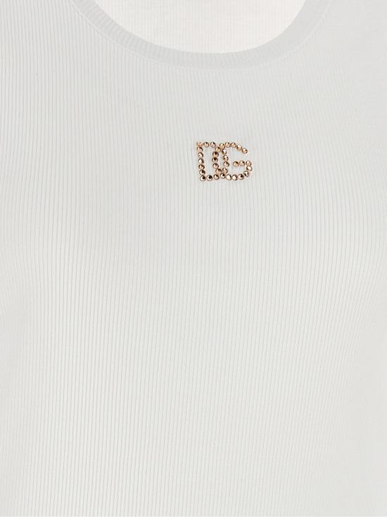 26SS 돌체앤가바나 DG 자수 & 라인스톤 립 탱크탑 F8V40ZGDDL8W0800 - DOLCE & GABBANA