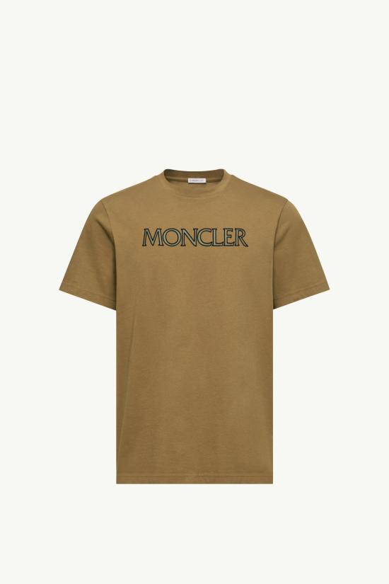 26SS 몽클레어 로고 프린트 코튼 티셔츠 8C00075 89B8U 82E OLIVE GREEN DOM
