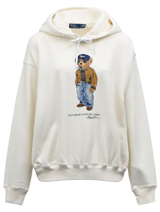 26FW 랄프 로렌 후드 티셔츠 펠파 콘 카푸치오 콘 스탐파 폴로 베어 크레마 - RALPH LAUREN