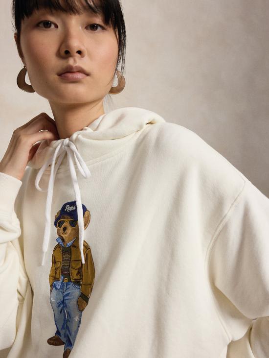 26FW 랄프 로렌 후드 티셔츠 펠파 콘 카푸치오 콘 스탐파 폴로 베어 크레마 - RALPH LAUREN
