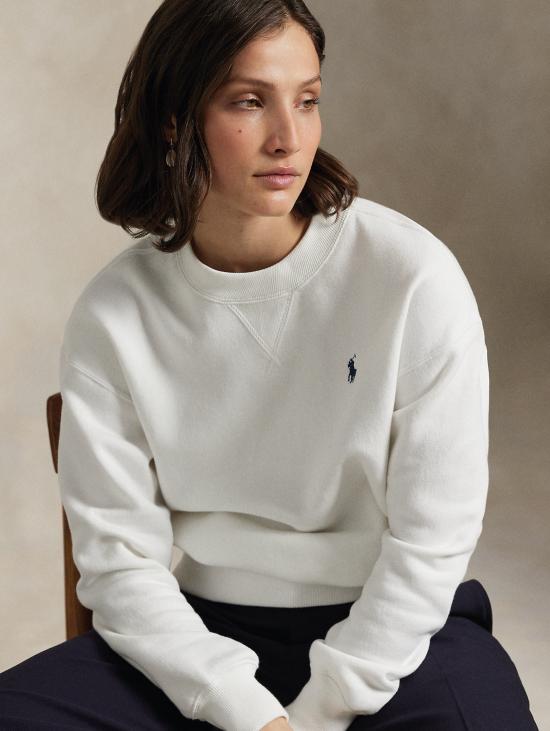 26FW 랄프 로렌 긴팔 티셔츠 저지 Lavato Bianco를 입은 Felpa Girocollo - RALPH LAUREN